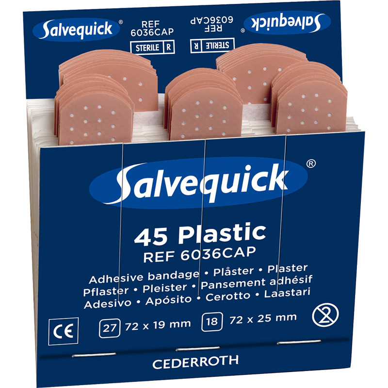 Salvequick Sterile Plastic Plaster, 6x Refills (270 Plasters)