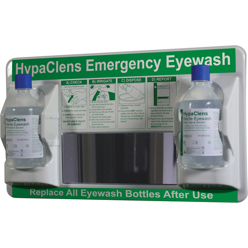 HypaClens 2x500ml Eyewash Station with 2 HypaClens Eyewash Bottles (500ml)