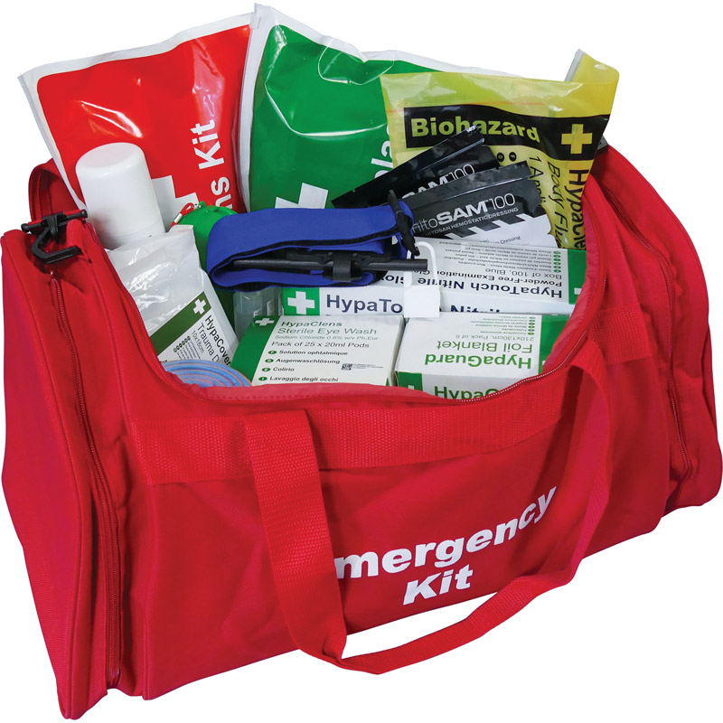 Emergency Trauma Kit in Red Emergency Bag