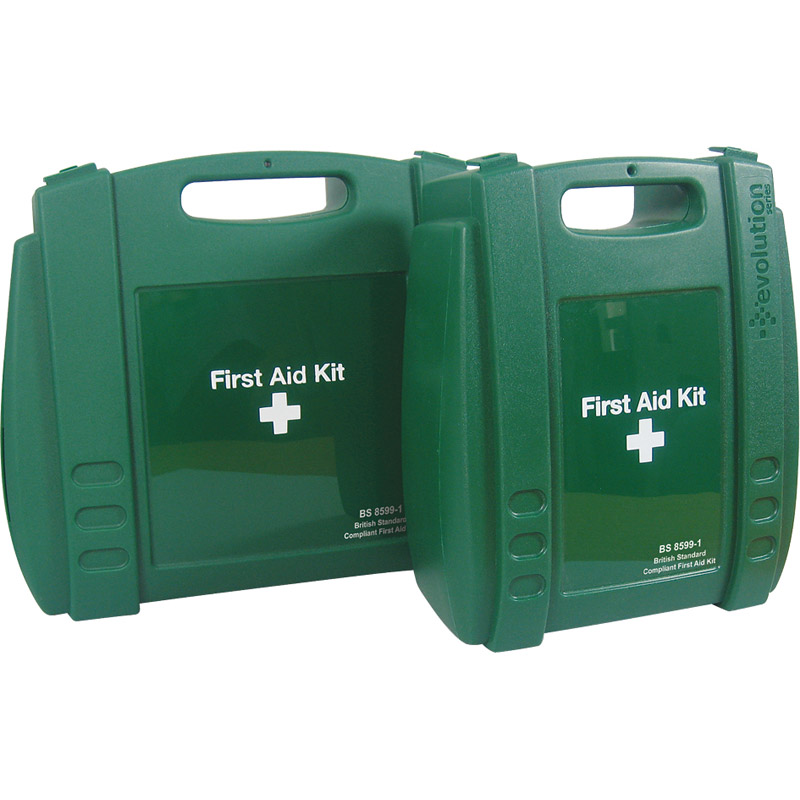 Evolution British Standard Compliant Workplace First Aid Kit in Green Case, Small