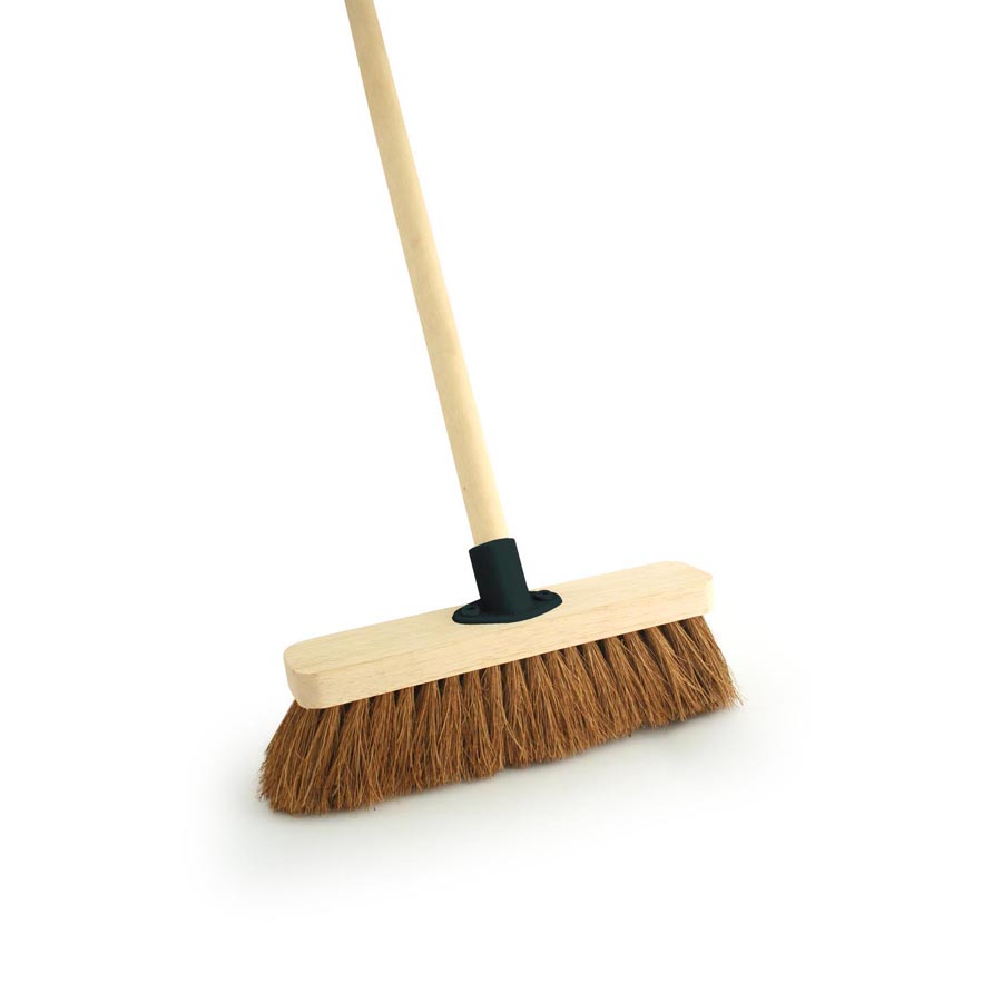 11.5" Soft Coco Broom Head c/w Bracket & 48" Wooden Handle