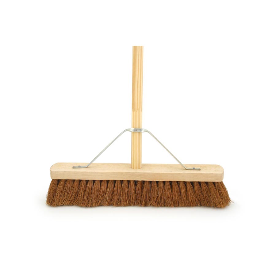 18" Soft Coco Broom c/w  54" Wooden Handle & Metal Support Stay