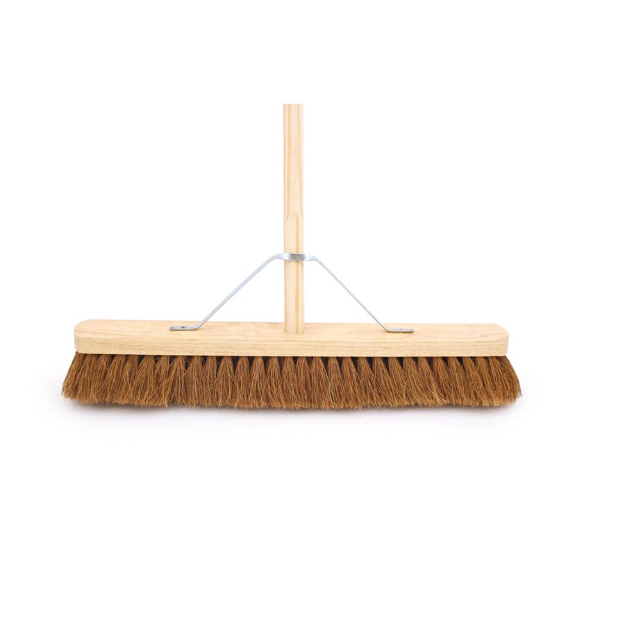 24" Soft Coco Broom c/w 54" Wooden Handle & Metal Support Stay