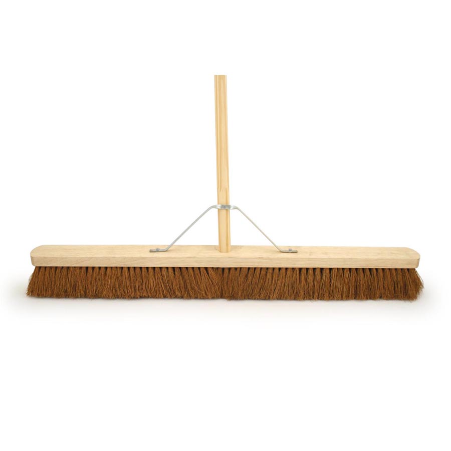 36" Soft Coco Broom c/w 54" Wooden Handle & Metal Support Stay 