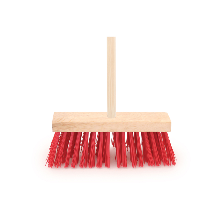 13" Stiff Red Pvc Broom Head c/w 54" Wooden Handle