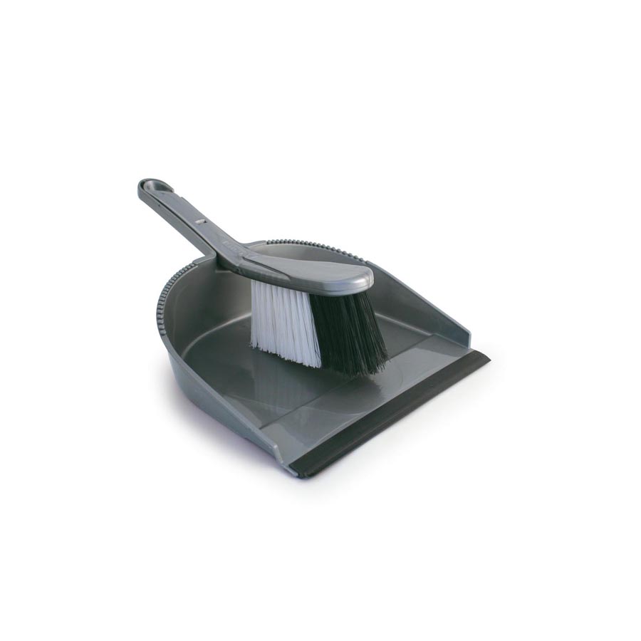 Large Silver Dustpan and Brush Set