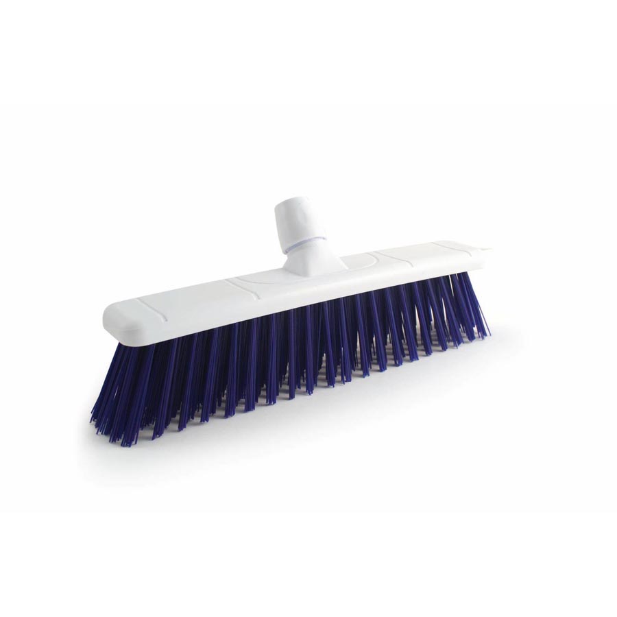 16" Stiff Hygiene Blue Bristle Broom