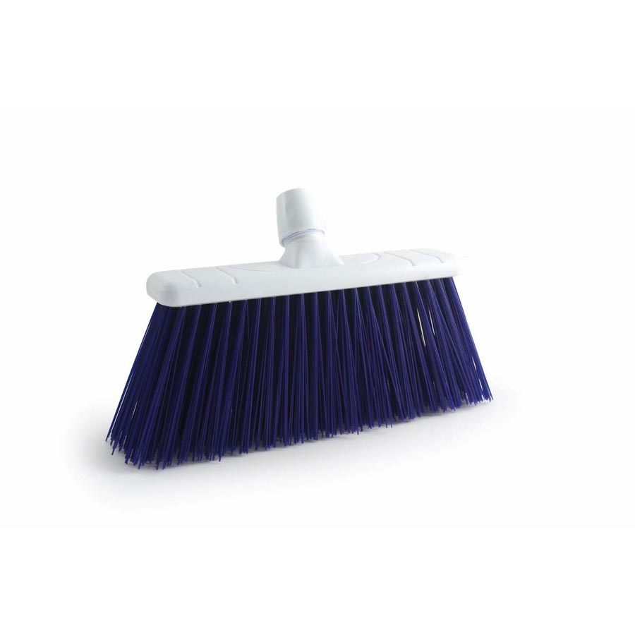 12" Stiff Hygiene Blue Bristle Yard Broom