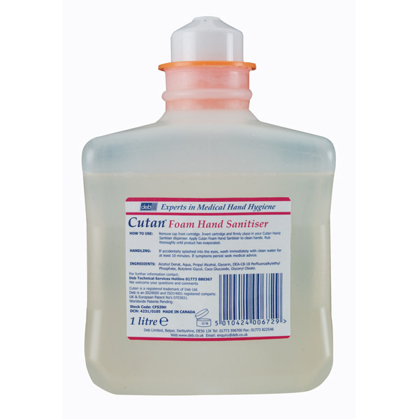 Cutan Foam Hand Sanitiser 1L (CS 6) CFS39H