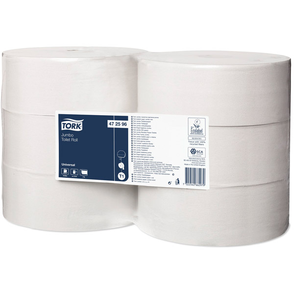 Tork Jumbo Toilet Roll 700M White 1Ply (CS 6) 472589