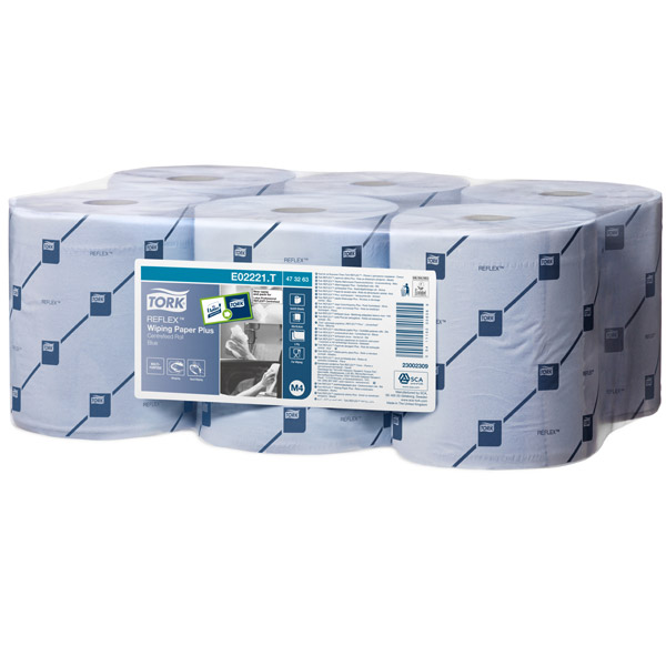 Tork Reflex Wiping Paper Plus 2Ply 429Sht Blue (CS 6) 473263