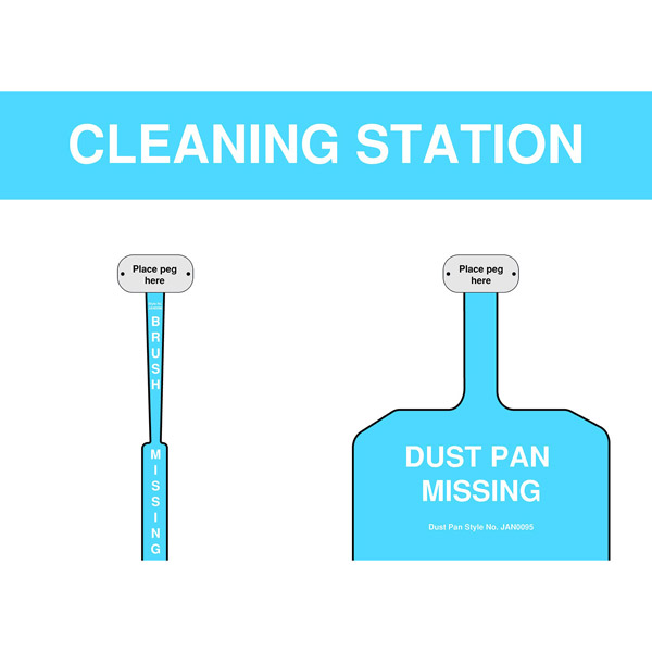 Blue Cleaning Station Shadow Board Non Stocked (Dustpan and Brush)