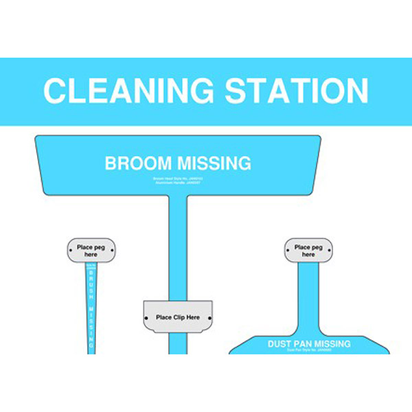 Blue Cleaning Station Shadow Board Non Stocked (Dustpan, brush and broom)