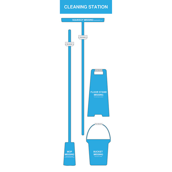 Blue Shadow Board Non Stocked (Mop, bucket, squeegee, floor stand)