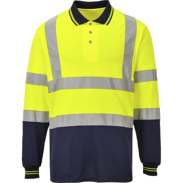 Hi Vis Two-Tone Long Sleeved Polo