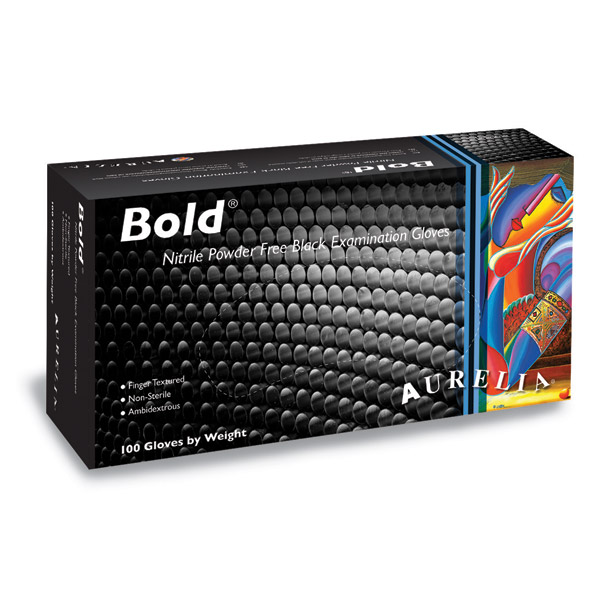 Bold Black Nitrile Disposable Gloves Powder Free