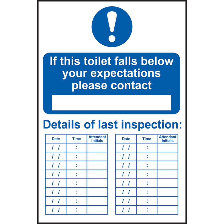 If this toilet falls below your expectations please contact - PVC (200 x 300mm)