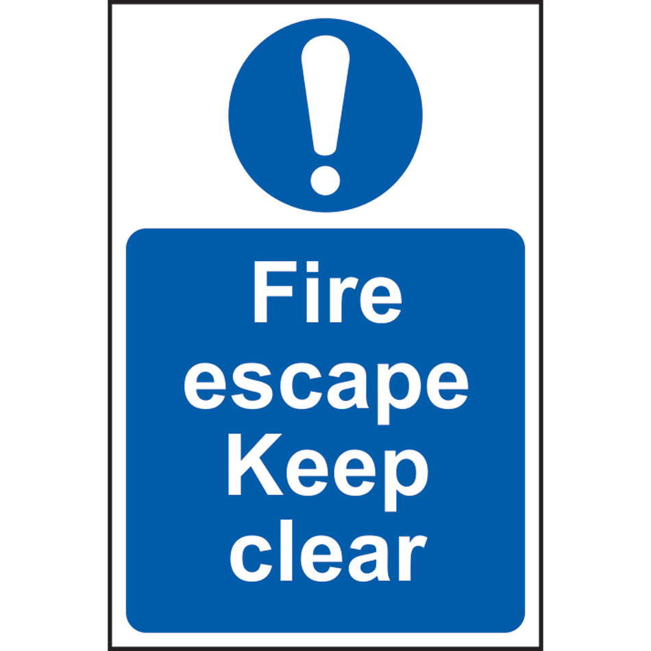 Fire escape Keep clear - PVC (200 x 300mm)