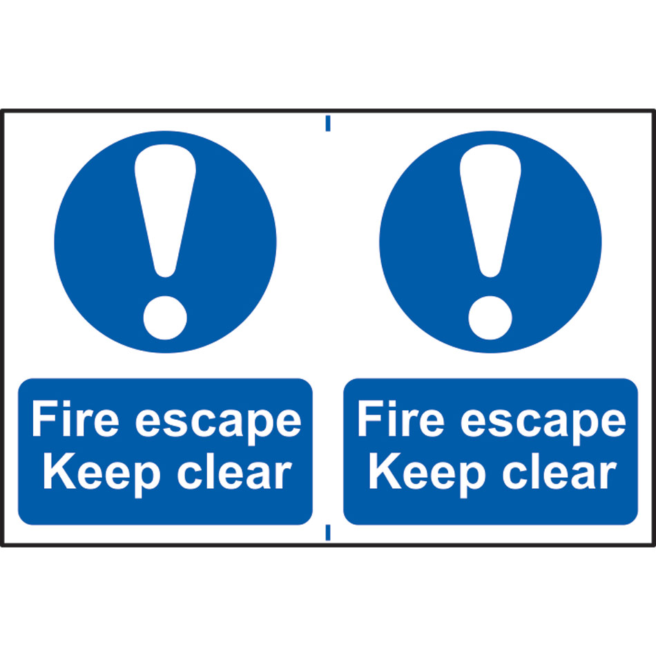 Fire escape Keep clear - PVC (300 x 200mm) 