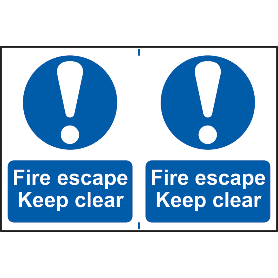 Fire escape Keep clear - PVC (300 x 200mm) 