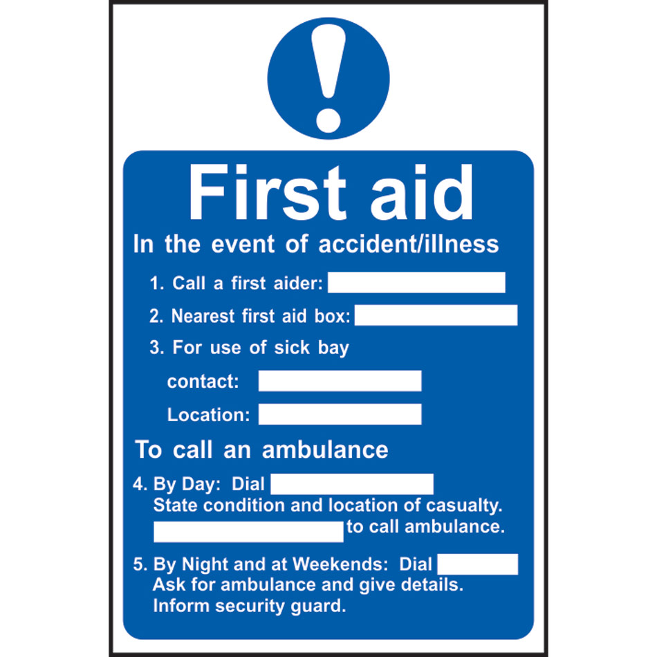 First aid procedure - PVC (200 x 300mm)