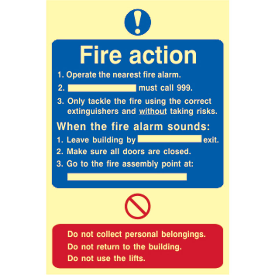 Fire action procedure - PHO (200 x 300mm)