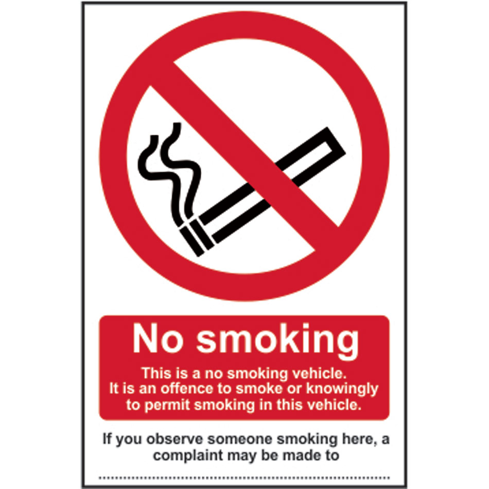 No smoking This is a no smoking vehicle… - SAV (100 x 150mm)