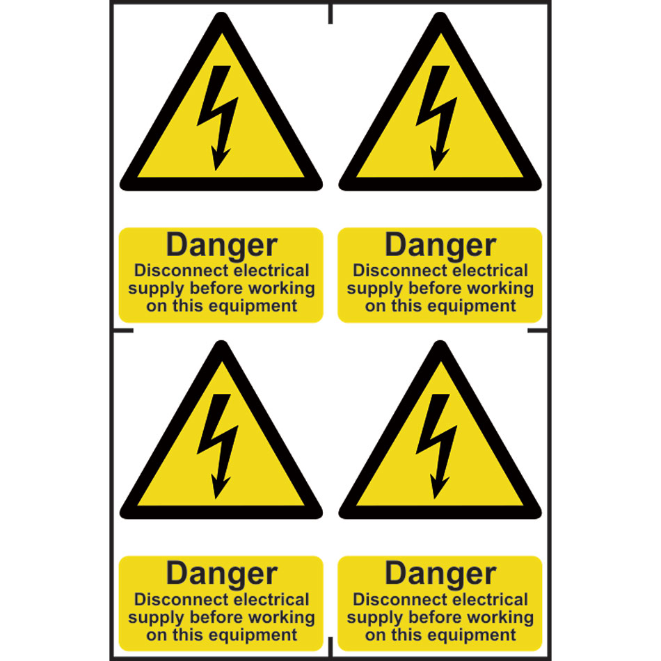 Danger Disconnect electrical supply before working on this equipment - PVC (200 x 300mm) 