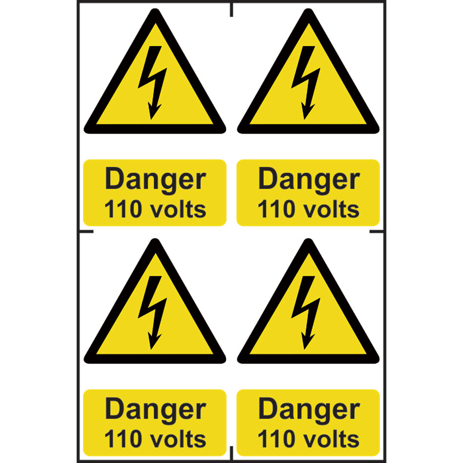 Danger 110 volts - PVC (200 x 300mm) 