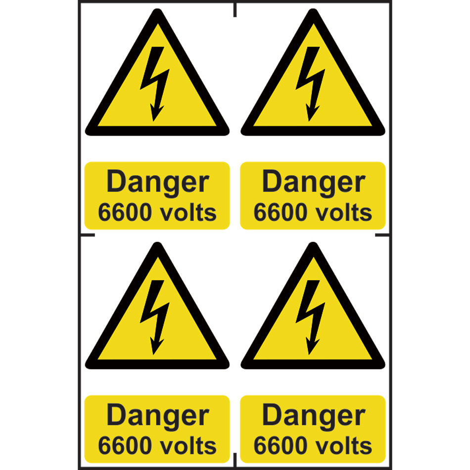 Danger 6600 volts - PVC (200 x 300mm) 