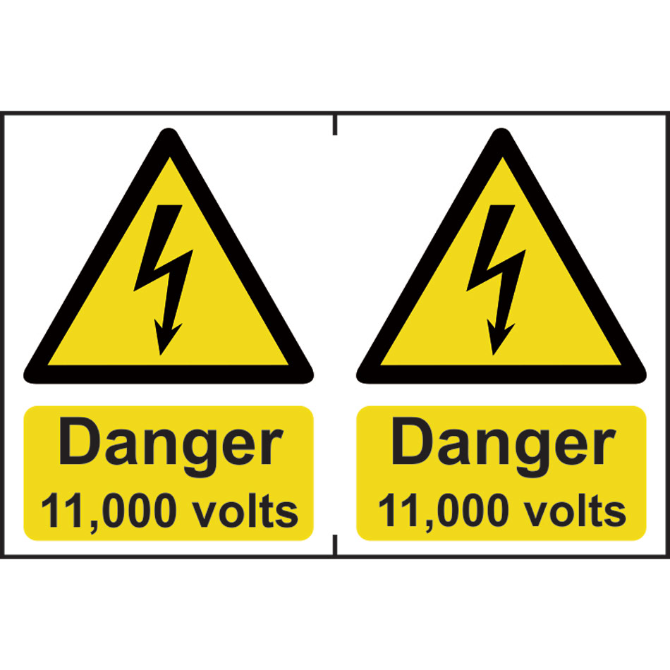 Danger 11000 volts - PVC (300 x 200mm) 