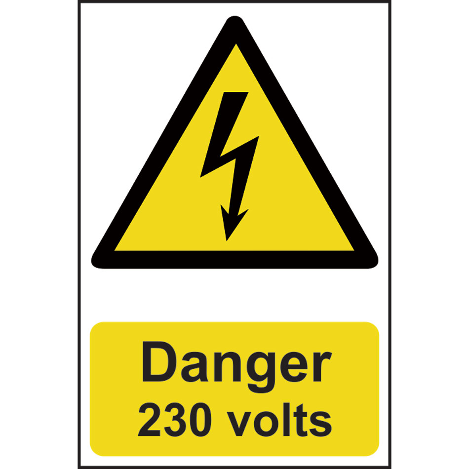 Danger 230 volts - PVC (200 x 300mm)