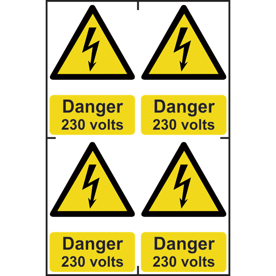 Danger 230 volts - PVC (200 x 300mm) 