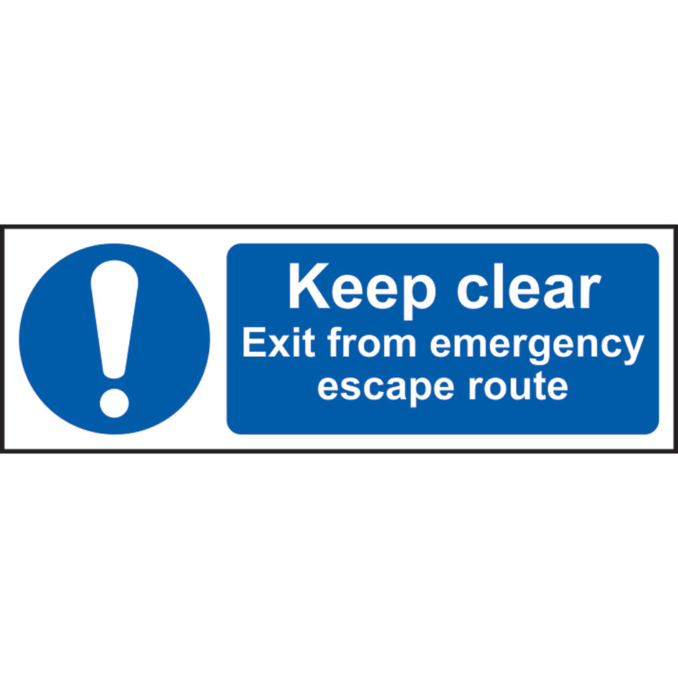 Keep clear Exit from emergency escape route - RPVC (300 x 100mm)