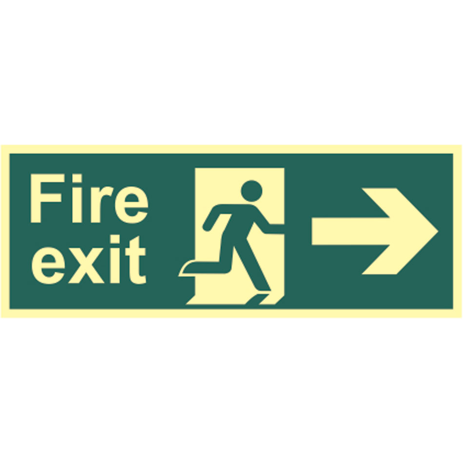 Fire exit (Man arrow right) - Photolum. (400 x 150mm)