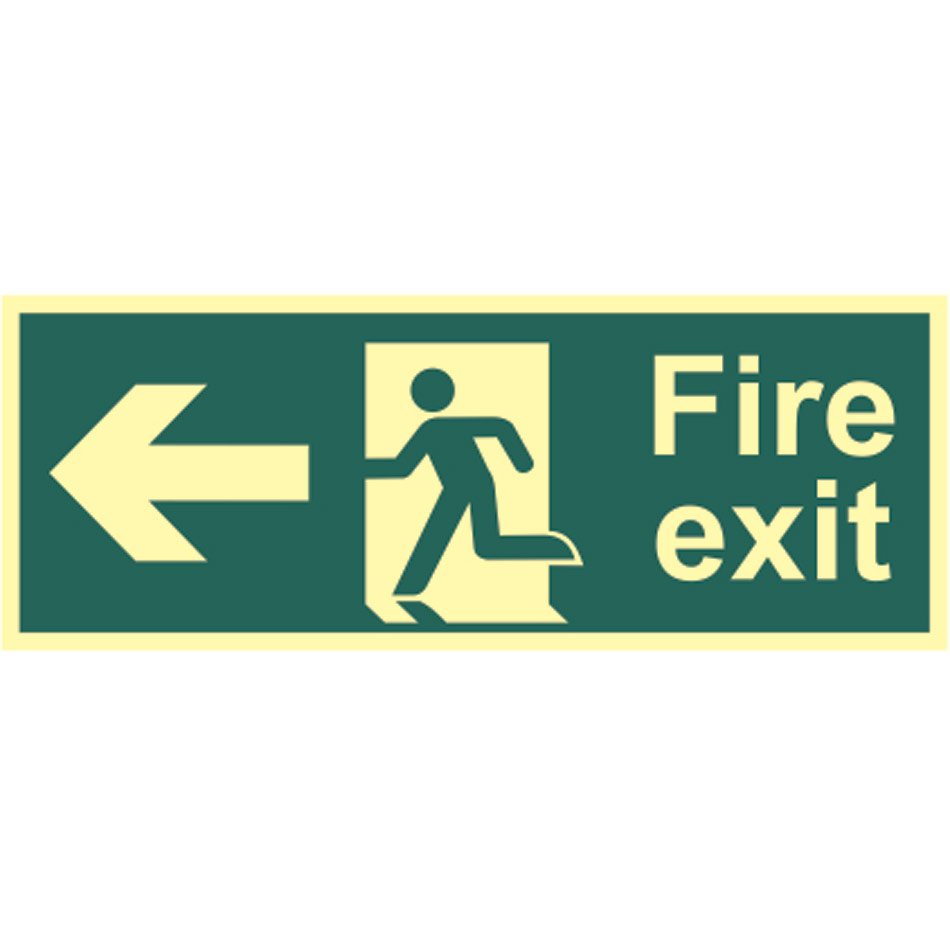 Fire exit (Man arrow left) - Photolum. (400 x 150mm)