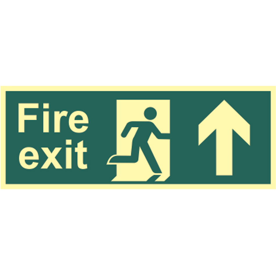 Fire exit (Man arrow up) - Photolum. (400 x 150mm)