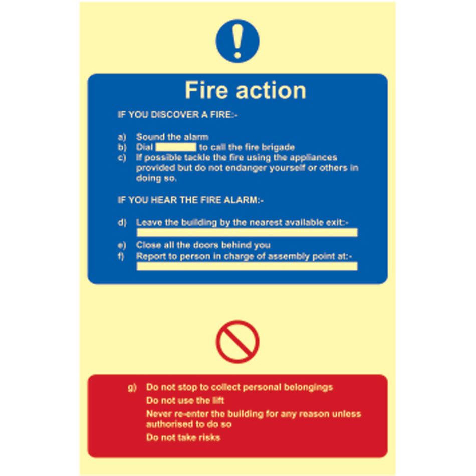 Fire action procedure - Photolum. (200 x 300mm)