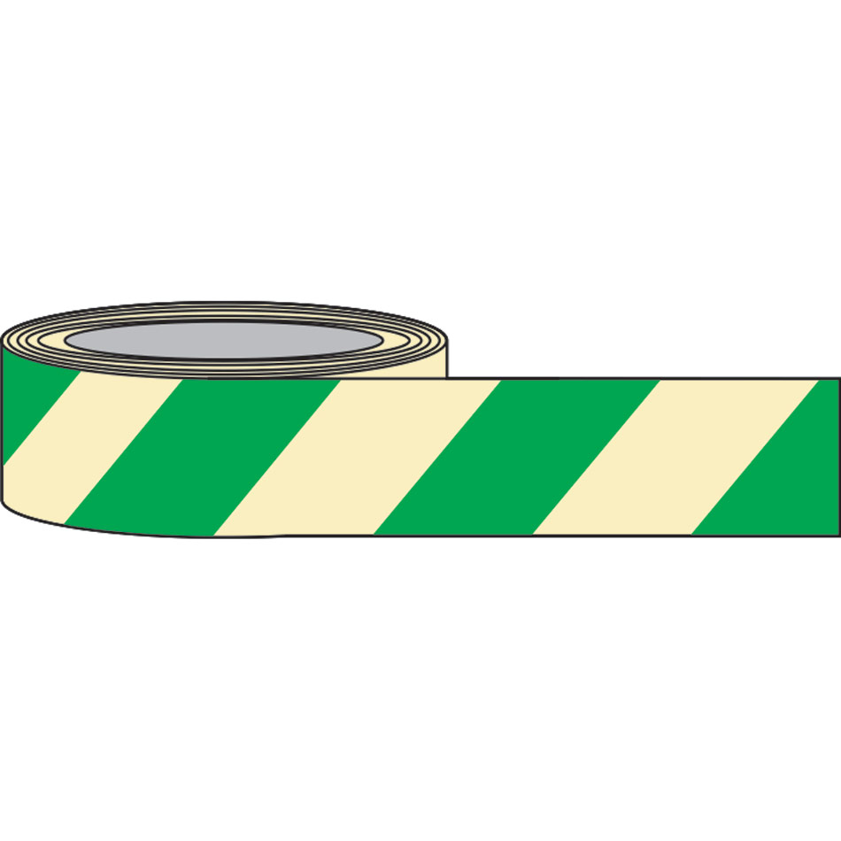 40mm x 10m Green Chevron Photoluminescent Tape