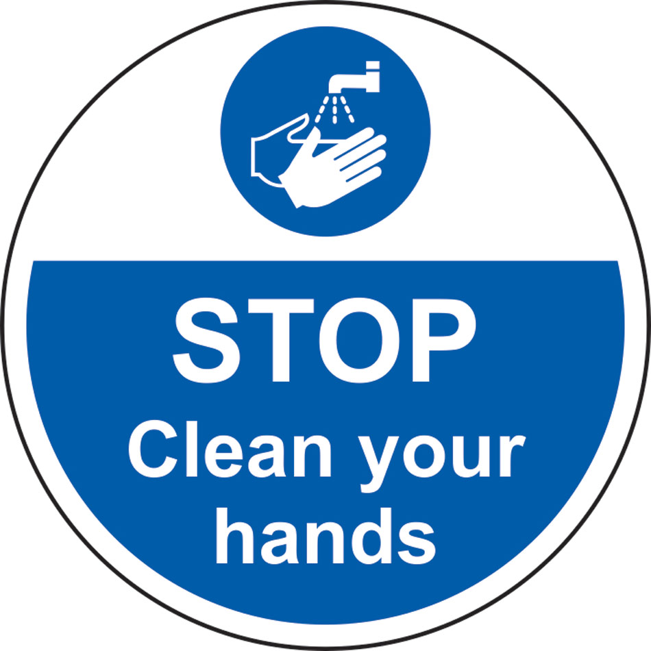 400mm dia. STOP Clean your hands Floor Graphic