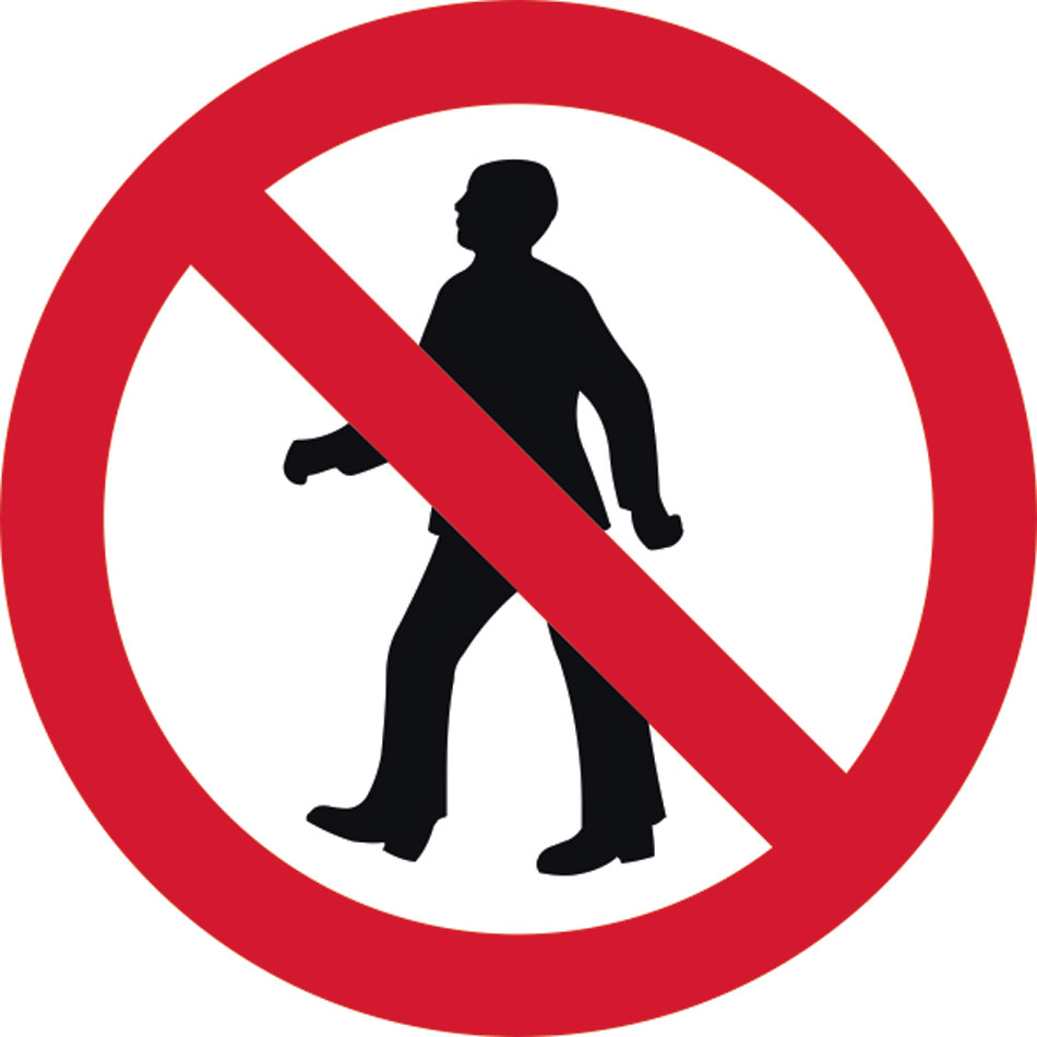 600mm dia. Dibond 'No Pedestrians' Road Sign (with channel)