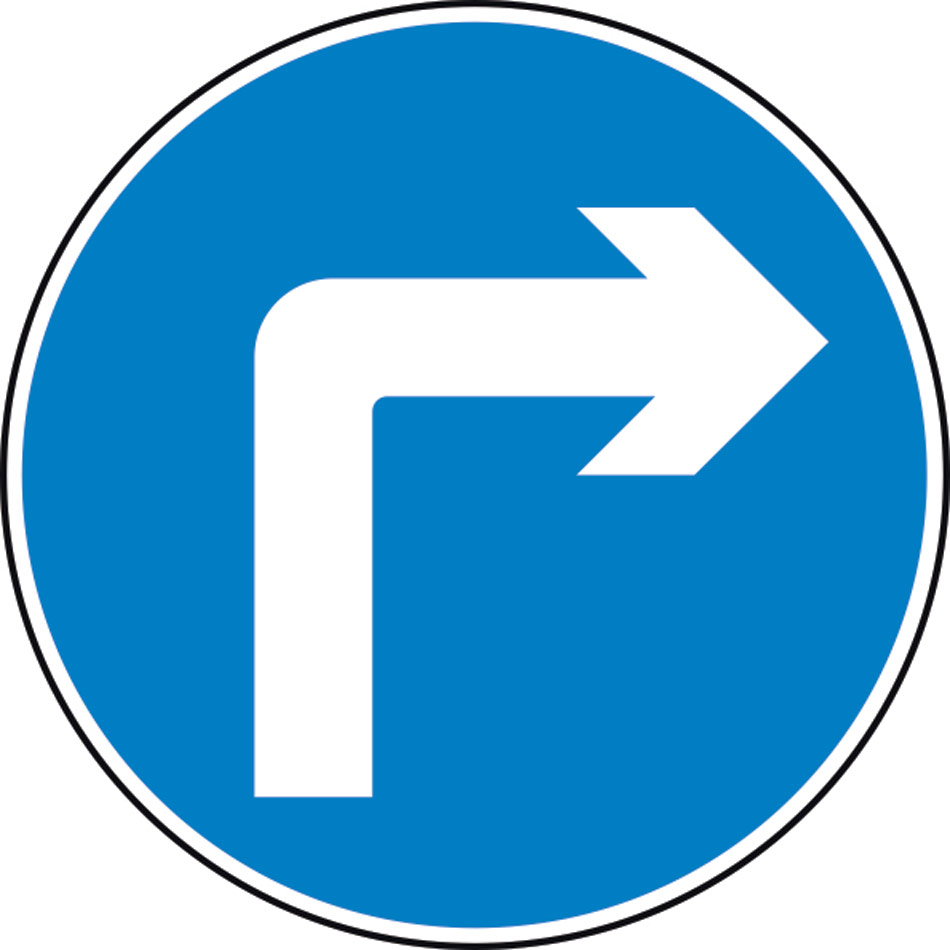 600mm dia. Dibond 'Right Turn' Road Sign (with channel)