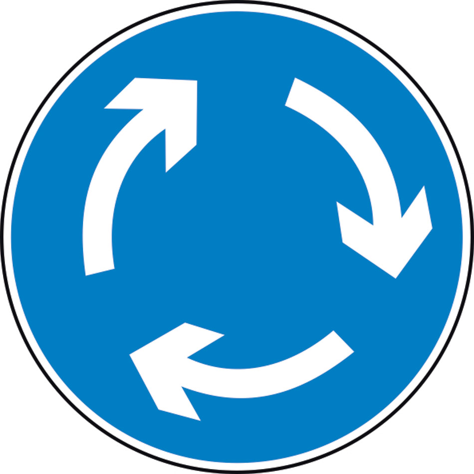 600mm dia. Dibond 'Roundabout' Road Sign (with channel)