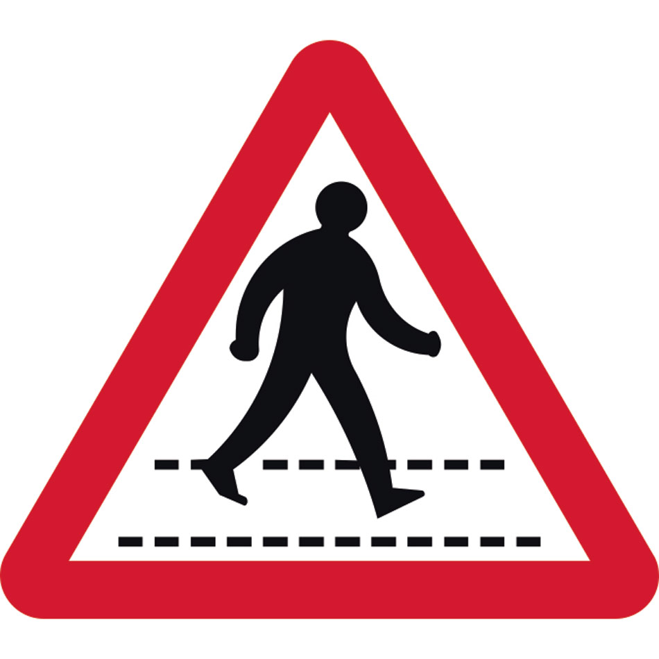 600mm tri. Dibond 'Pedestrian Walkway' Road Sign (with channel)