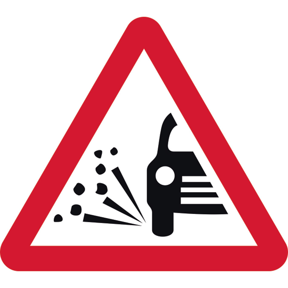 600mm tri. Dibond 'Loose Gravel' Road Sign (with channel)