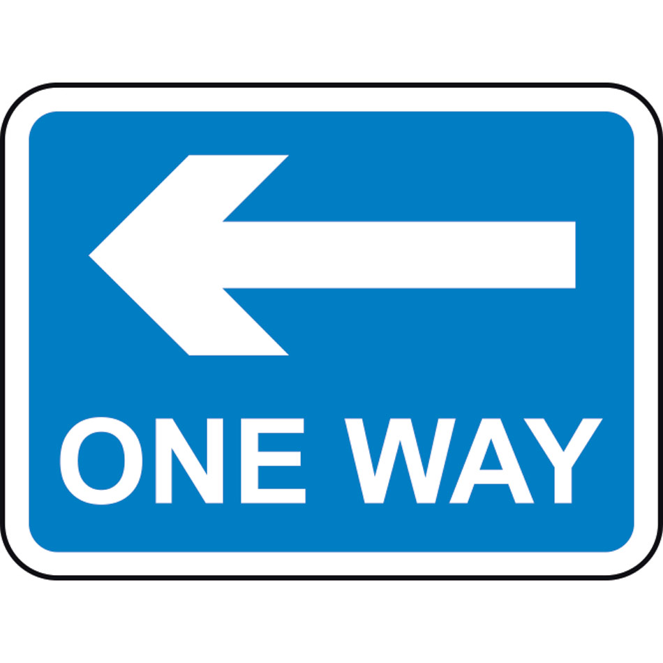600 x 450mm Dibond 'ONE WAY Left Arrow' Road Sign (with channel)