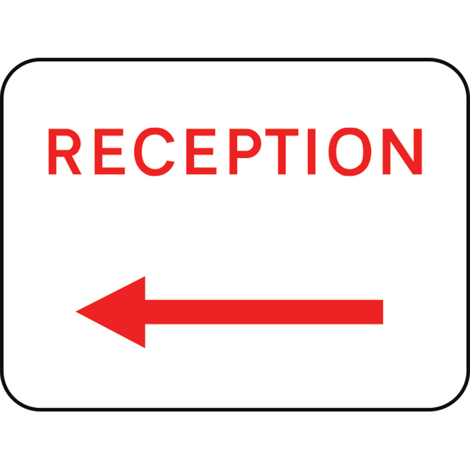 600 x 450mm Dibond 'Reception Arrow Left' Road Sign (with channel)