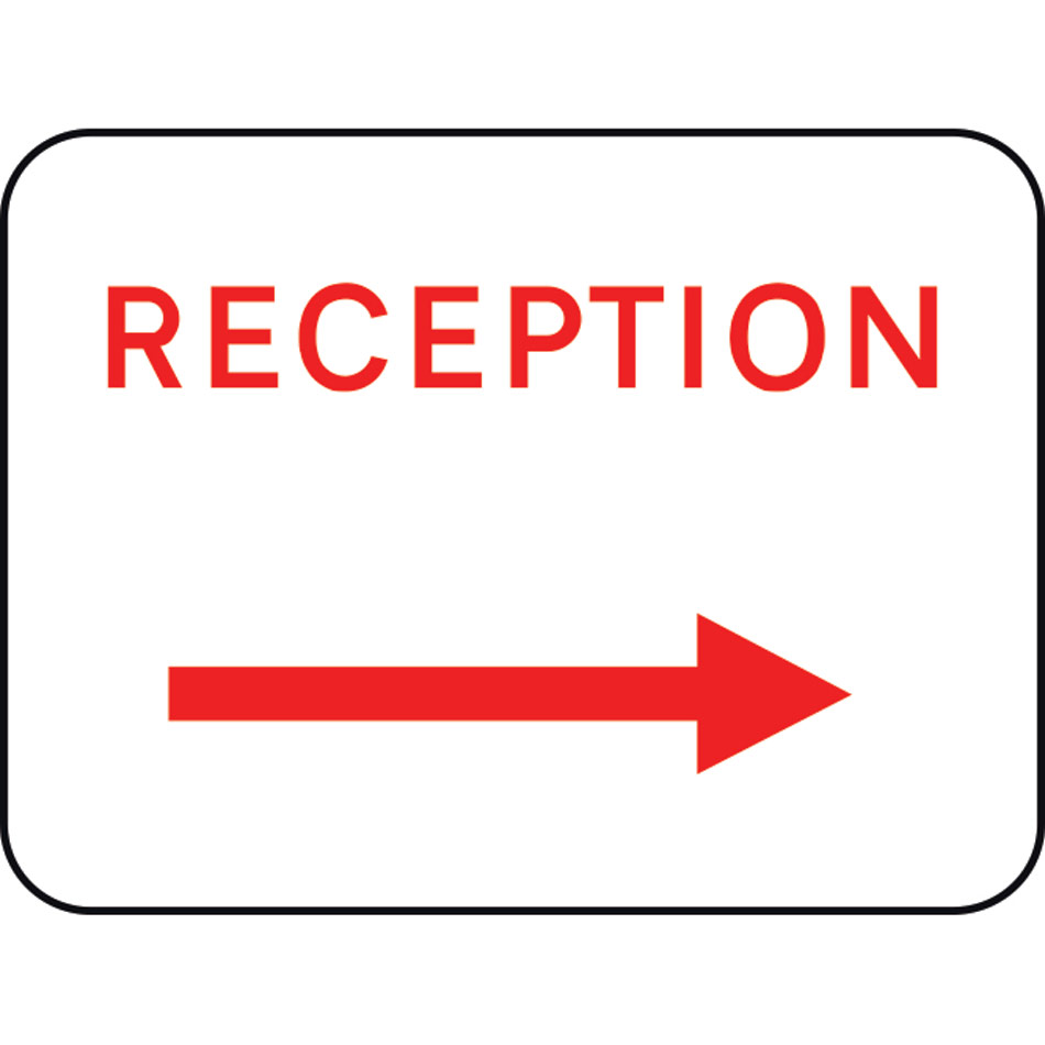 600 x 450mm Dibond 'Reception Arrow Right' Road Sign (with channel)