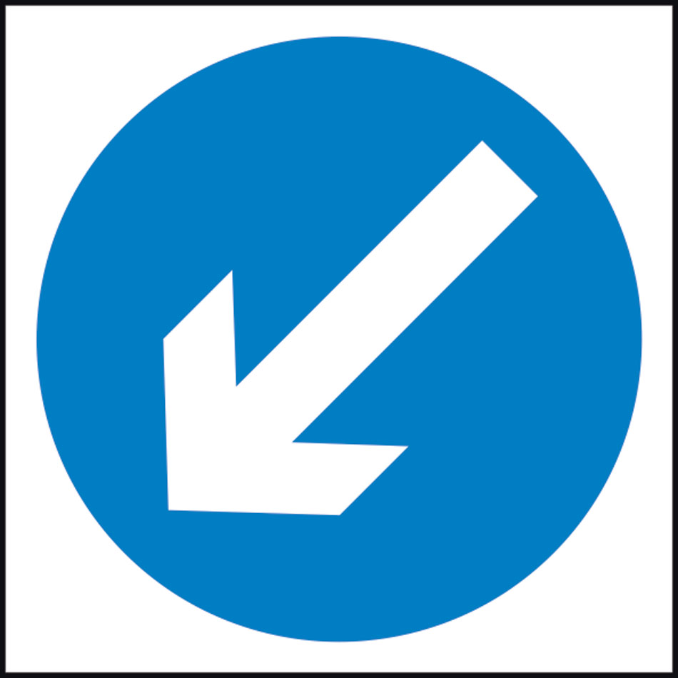 750 x 750mm Temporary Sign - Arrow Down Left 