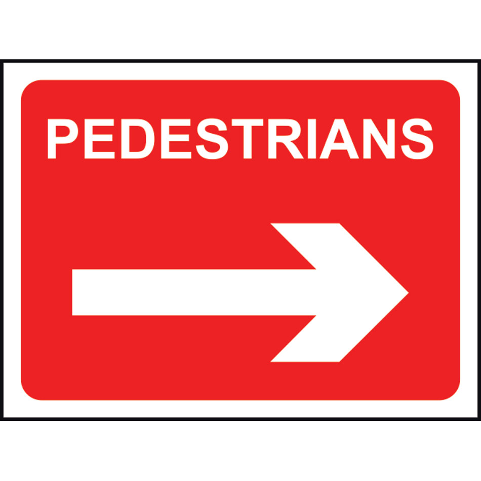 1050 x 750mm  Temporary Sign & Frame - Pedestrians (arrow right)